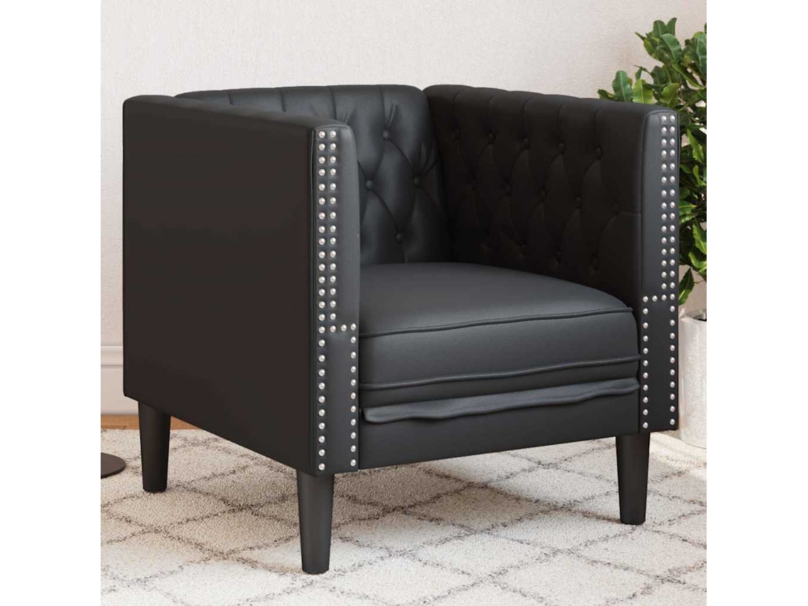 Vidaxl Sofá Preto 74,5 X 71 X 70,5 Cm Pvc