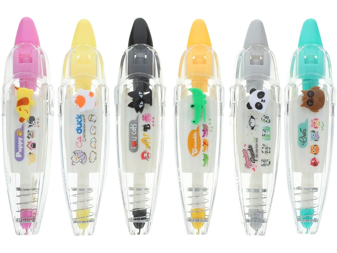 Conjunto Amosfun com 6 Fitas Adesivas Decorativas Desenhos de Animais, 4m Comprimento e Encaixe Fácil. Materia