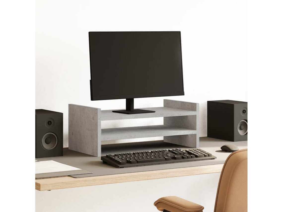 Vidaxl Suporte Monitor 50x27x20 Cm Derivados Madeira Cinzento Cimento