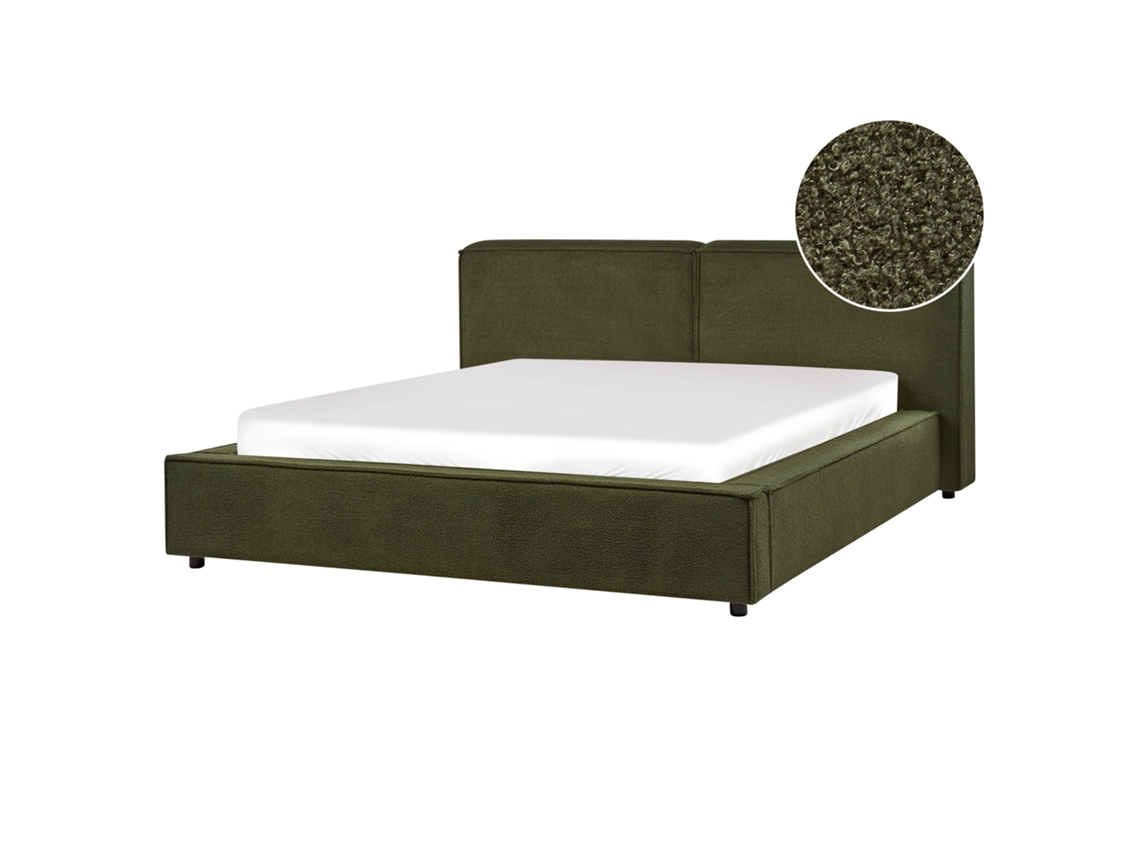 Cama Beliani Linards De Bouclé Verde 210x242x94