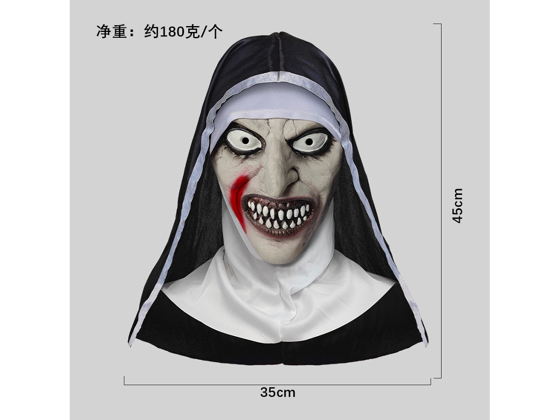 Lurelia Máscara Látex Freira Olhos Brancos Festa Halloween