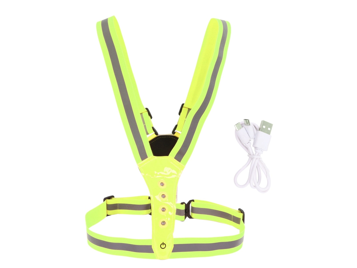 Colete Refletivo Led Elástico Visibilidade Alta Impermeável Respirável Iluminado Para Corrida Ciclismo Amarelo