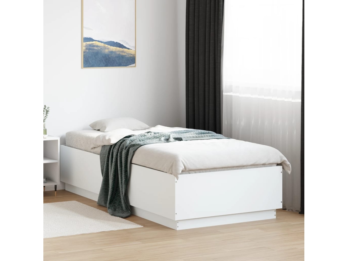 Vidaxl Estrutura de Cama 90x200 Cm Derivados de Madeira Branco
