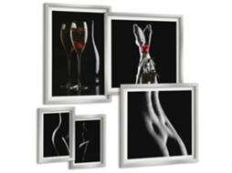 Conjunto De Pinturas Acentos Elegantes Modernos Preto E Vermelho Espelharte (5 Peças)
