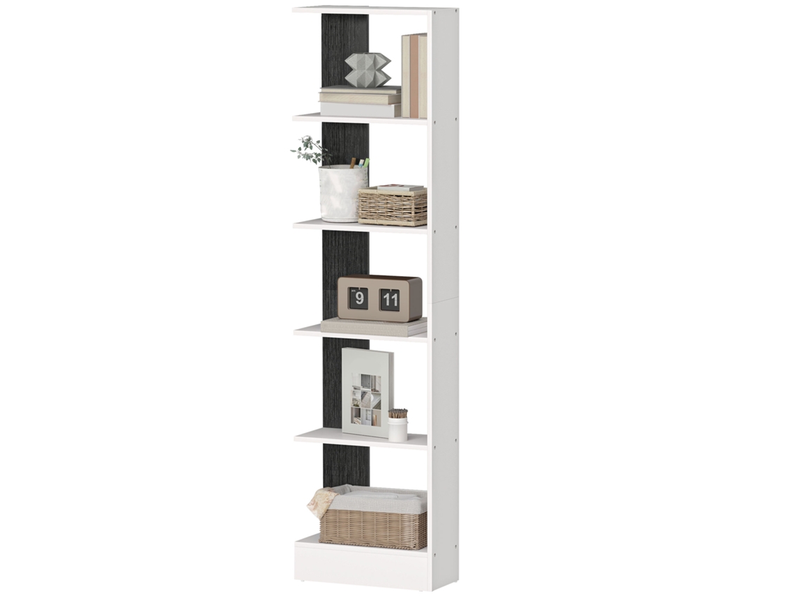 Cubo de Armazenamento com 6 Compartimentos, 3 Gavetas de Tecido, Sala de Estar, 53,7x30x79,8 Cm, Branco e Bege ORBITRA COMMERCE