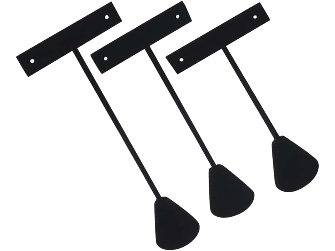 Suporte Para Brincos Em Formato De T Preto, Conjunto De 3 Peças Em Metal E Tecido, Design Exclusivo.