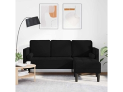 Vidaxl Conjunto De Sofás Com Almofada Preto Poliéster