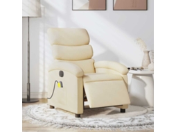 Vidaxl Poltrona De Massagens Reclinável Elétrica Tecido Creme