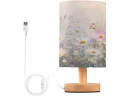 Abajur De Cabeceira Dreamy Wildflowers Para Quarto, Com Portas De Carregamento Usb C, Luminária De Leitura Led, Base De