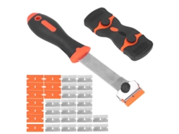 Kit de raspagem com 32 lâminas de barbear, cabo longo e lâminas duplas para raspar paredes e vidros.