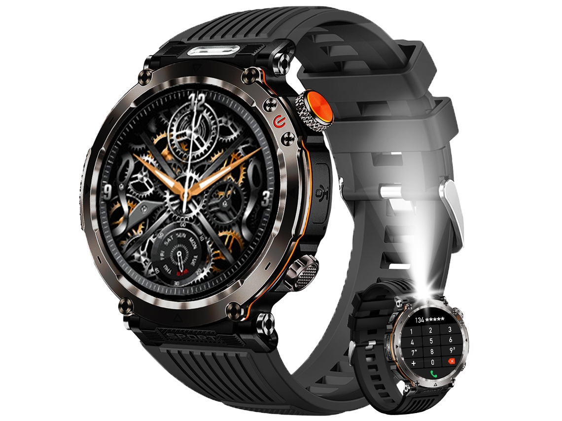 Relógio Masculino À Prova D'água Estilo Militar E Pulseira Inteligente, Compatível Com Chamadas E Bluetooth, Resistência À Água De 5 Atm.