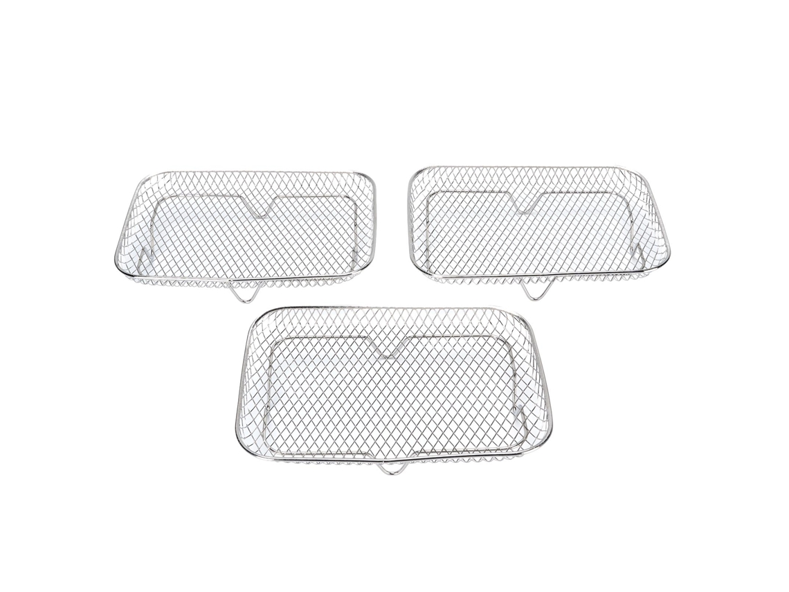 Conjunto de 3 suportes empilháveis Primerox para fritura em aço inoxidável 304