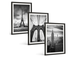 Conjunto De Pinturas Torres De Ponte Monocromáticas Espelharte (3 Peças 40x60 Cm)