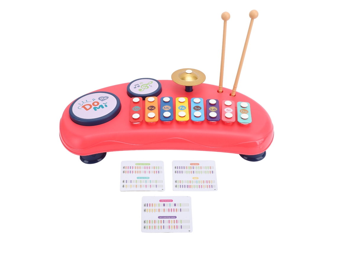Ats brinquedo de Piano de Batsería Manual Portátil para Bebês Brinquedo Educatsivo Musical de Aprendizagem Precoce para Crianças Vermelho