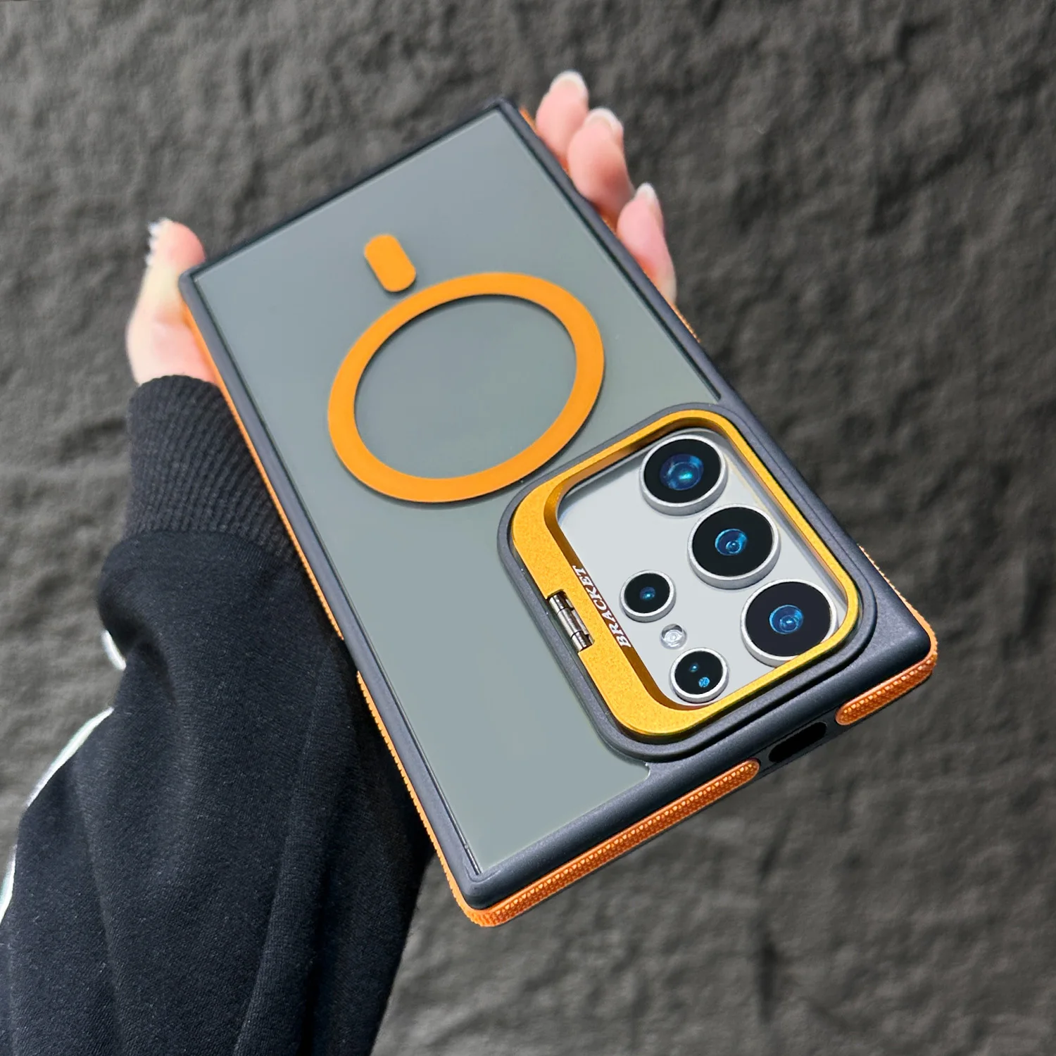 (samsung 25 Plus, Laranja) Capa Transparente Magnética À Prova De Choque Para Celular Samsung, Com Suporte.
