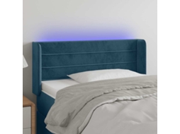 Vidaxl Cabeceira De Cama C/ Luzes Led Veludo 83x16x78/88cm Azul-escuro