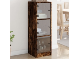 Vidaxl Aparador Alto C/ Portas De Vidro 35x37x109 Cm Carvalho Fumado