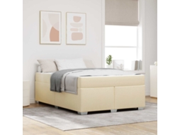 Vidaxl Estrutura Da Cama Com Colchão Creme 160 X 200 Cm Tecido