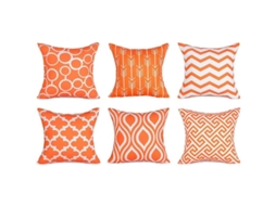 Capa de almofada decorativa em tecido resistente, 45x45 cm, laranja, pacote com 6 unidades