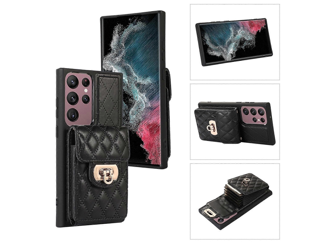 Capa De Couro Com Compartimento Para Cartão Para Samsung Galaxy S22 Ultra 5g