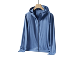 Jaqueta de proteção solar UPF 50+ para homem leve full zip com capuz manga longa azul XL para pesca e trilhas S/MARCA