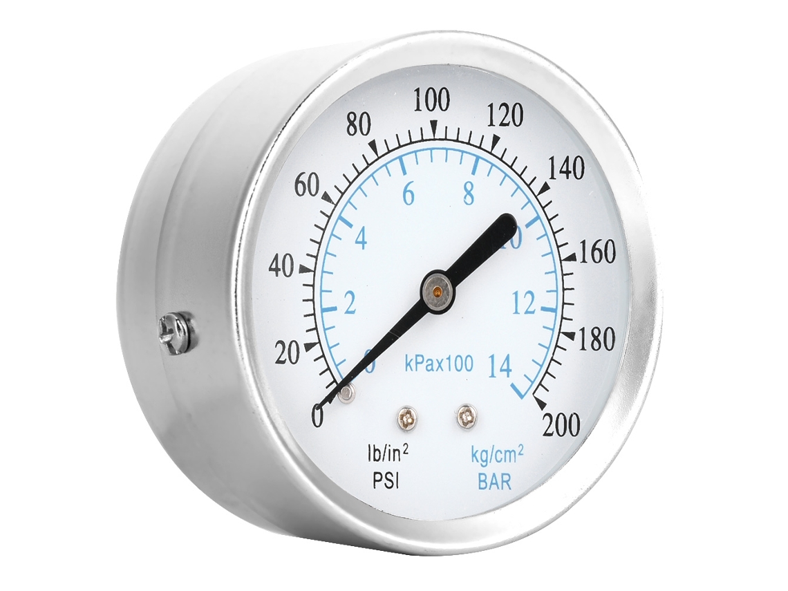 Laxiscreed Manómetro De Pressão Dual Com Faixas De 0-14kg/cm² E 0-200psi, Conexão Traseira 1/8npt