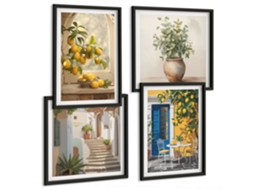 Composição De Quadros Vistas Estilosas De Cidadezinhas Litorâneas Espelharte (4 Peças)