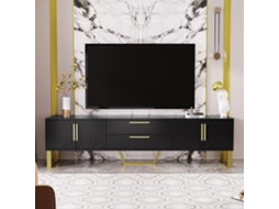 Elegante aparador de TV PAPRIKA com pés dourados e porta texturizada