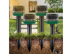 4 Pack Repelente Ultrassônico Solar Ip65 Para Animais Domésticos Ratos, Topos, Serpentes - Jardim Exterior