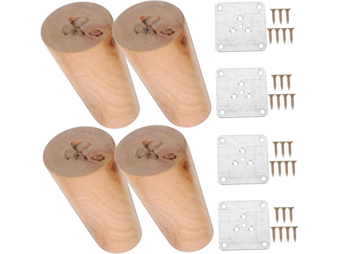 Conjunto De 4 Pés Madeira Maciça Para Substituição Móveis, Ideais Para Cômodas, Camas E Sofás
