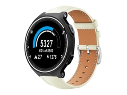 Bracelete Para Garmin Forerunner 220 / 735 / 735xt / 230 / 235 - Couro Preto - Cabeça Chata - Textura De Tubarão (20mm) Branco Cremoso
