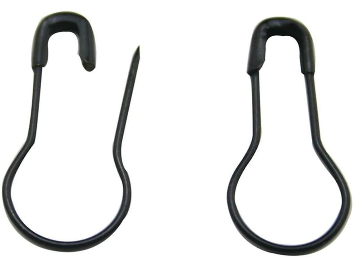 Pacote com 100 Alfinetes de Segurança Pequenos de 2cm em Metal Preto, formato de broche