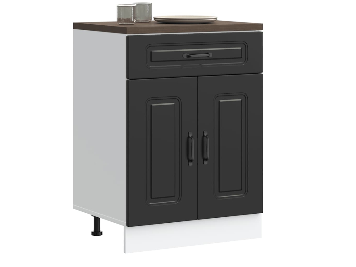 Vidaxl Armário De Cozinha Baixo Kalmar Madeira Artificial Preto