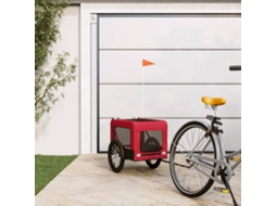 Vidaxl Reboque Bicicleta P/ Animais Tecido Oxford/ferro Vermelho/preto