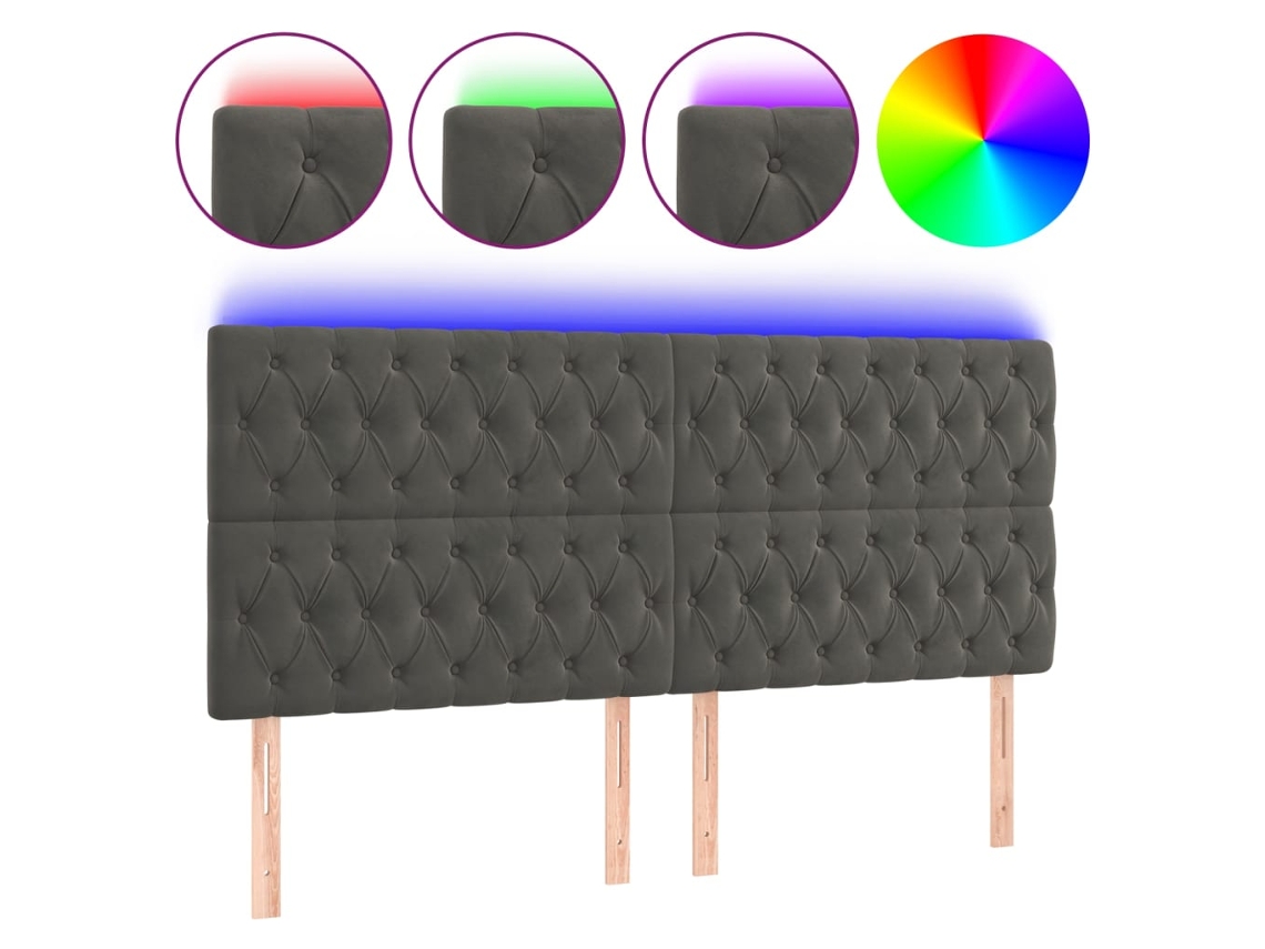 Led Headboard, Led Headboards Vidaxl Cinzeto Veludo (180 X 7 X 118/128 Cm)