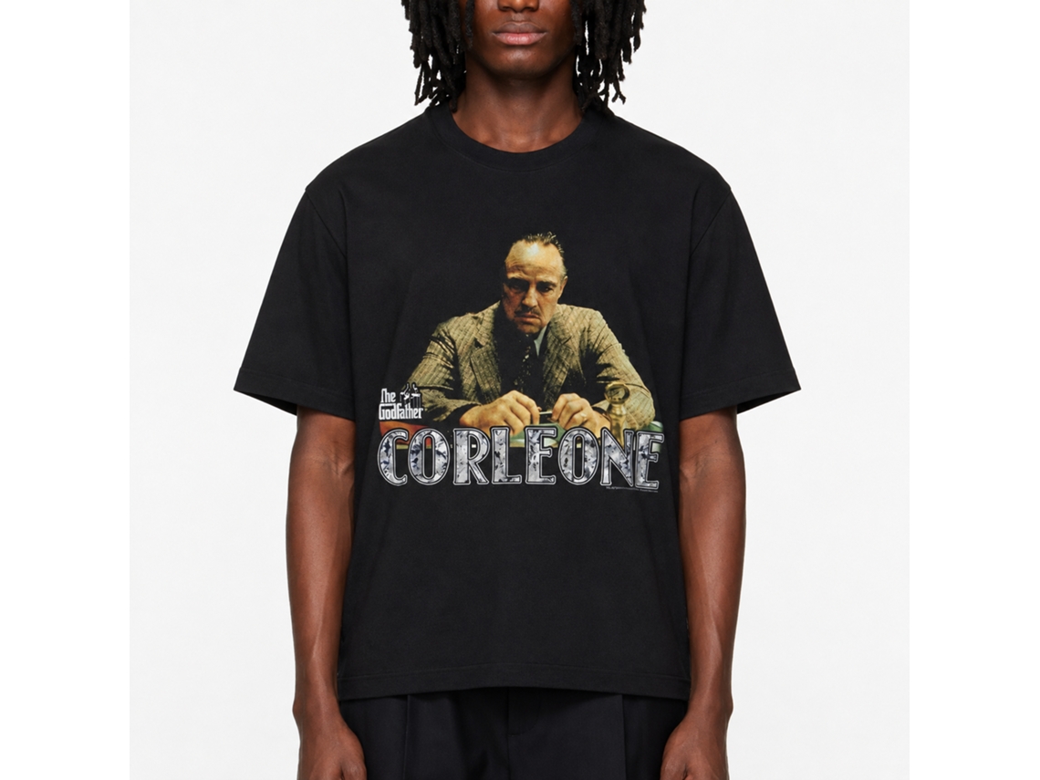 Rockinstone Godfather Movie Corleone Black Adult T-shirt Size:m