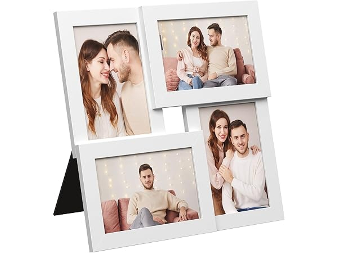 Porta retratos Múltiplos com Espaço para 4 Fotografias, Dimensões 10 X 15 Cm, Vitrina Painel de Vidro, Ergonômico, Uso Diário STELASPLEN