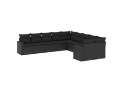 Maison Exclusive - 10 Pcs Conjunto Sofás De Jardim C/ Almofadões Vime Pe Preto