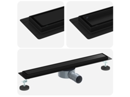 Maison Exclusive - Ralo De Chuveiro 2 Em 1 Com Sifão 360° Preto 60 Cm