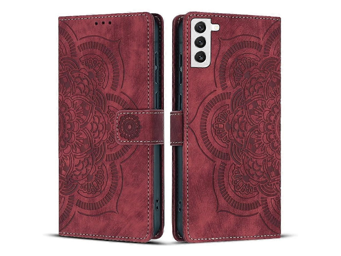 Capa De Celular De Couro Fosco Retrô Com Estampa De Mandala