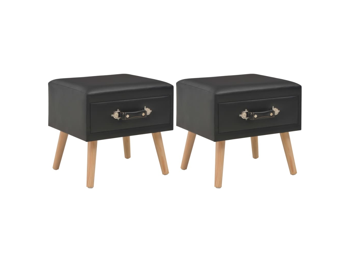 Bedside Cabinet, Bedside Cabinets Vidaxl Preto Couro Artificial (n/a)