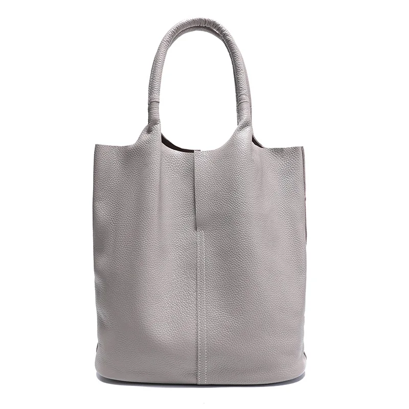 (9955-cinza) Bolsa Saco Feminina De Couro Bovino De Alta Qualidade, Novo Estilo, Bolsa De Ombro Feminina Grande De Luxo Em Couro Genuíno.
