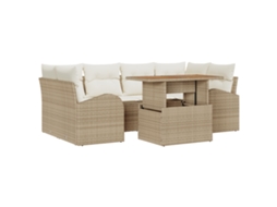 Conjunto 7 Móveis De Jardim Vidaxl Bege Vime Pe (100 X 55 X 73 Cm)