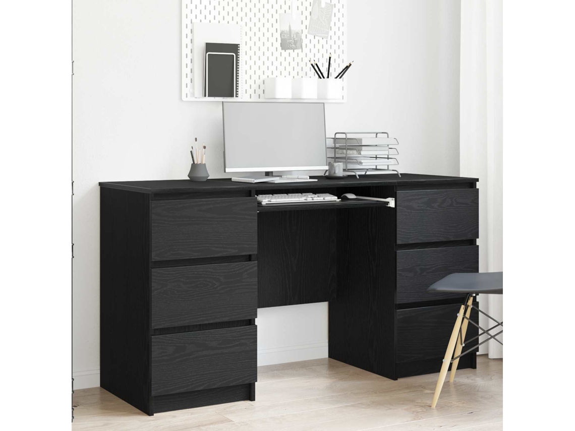 Vidaxl Mesa Carvalho Preto 140 X 50 X 76 Cm Madeira Processada