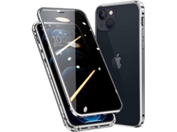 Capa Frontal Traseira Adsorção para iPhone 13 HONGWE. Magnética Prateado