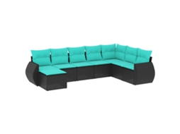 Conjunto de Sofá de Jardim, 9 Peças, Almofadas, Rattan Marrom MAISON EXCLUSIVE