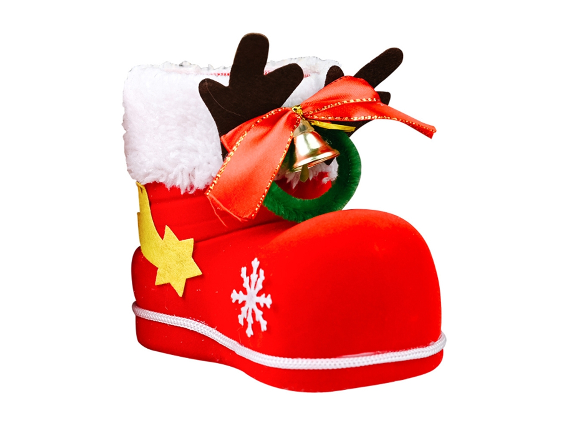 Botas de Doce de Natal Presente Decorativo para Crianças Adorno Festivo Pe 10x12cm 55g Vermelho com S/MARCA