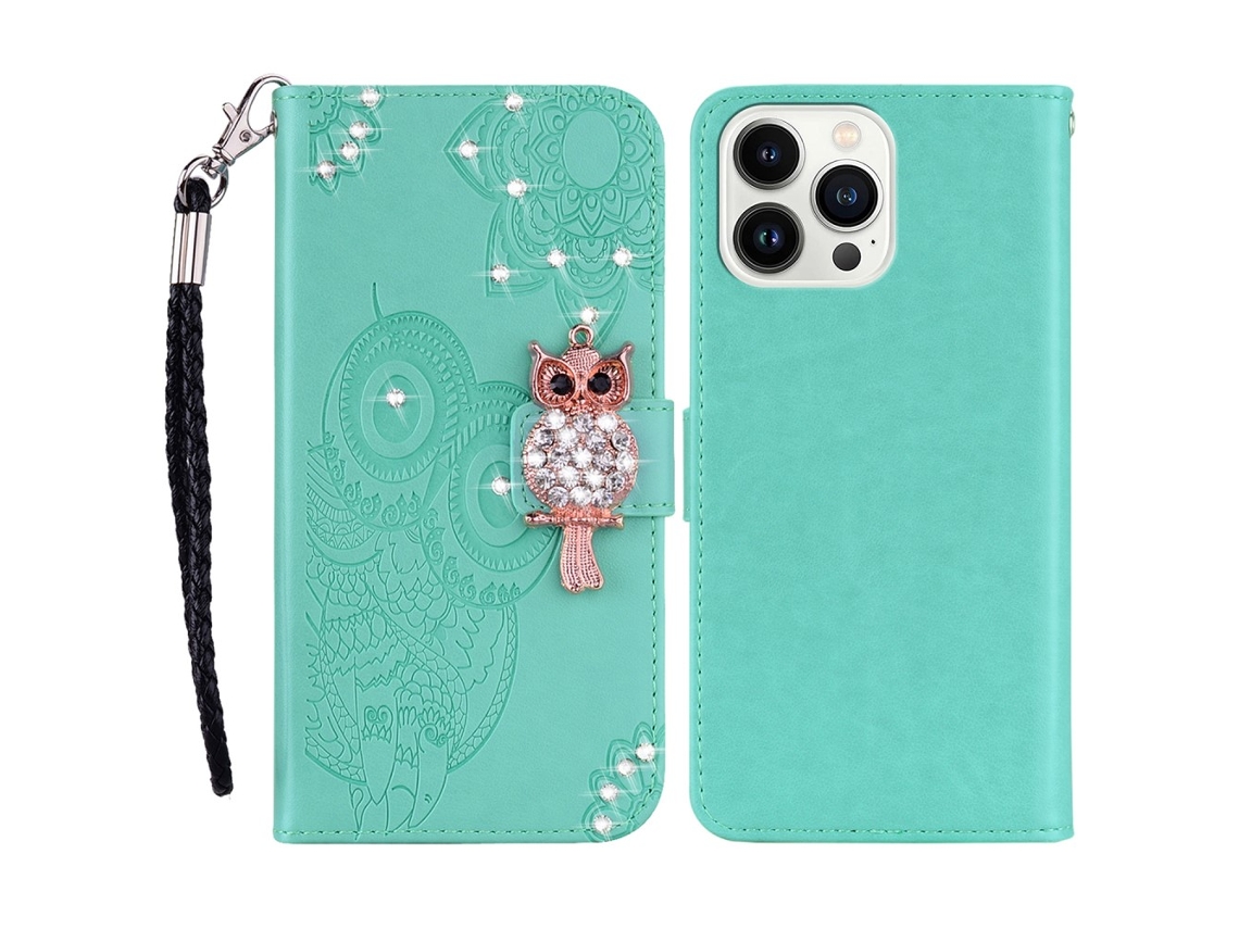 Capa Para Iphone 15 Pro Pele Sintética Azul