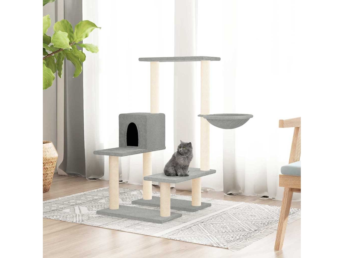 Vidaxl Árvore P/ Gatos C/ Arranhadores Sisal 94,5 Cm Cinza-claro