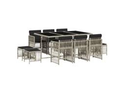 Conjunto de 11 Jantar para Jardim com Almofadões Vime Pe Cinzento MAISON EXCLUSIVE
